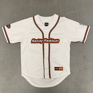 Harley-Davidson White and Orange Baseball Jersey